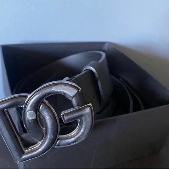 DOLCE&GABBANA Lux leather belt with DG logo sz 85 - Picture 3 of 10